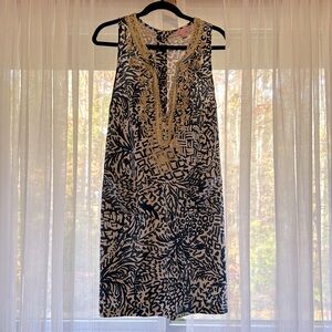Lilly Pulitzer Carlotta Stretch Shift Dress Indigo Home Slice Size 12